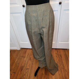 Brown/Blue Windowpane Plaid Trousers High Waist Wide Leg 8 Y2K Old Money Preppy
